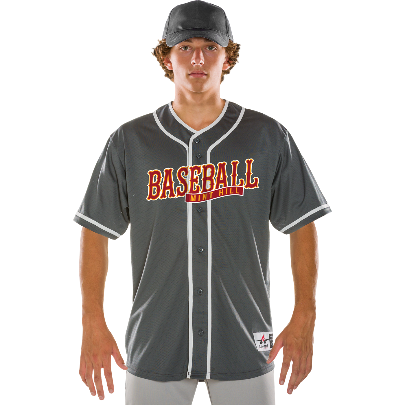 Custom Ombre Red Grey Full Button Baseball Team Jerseys