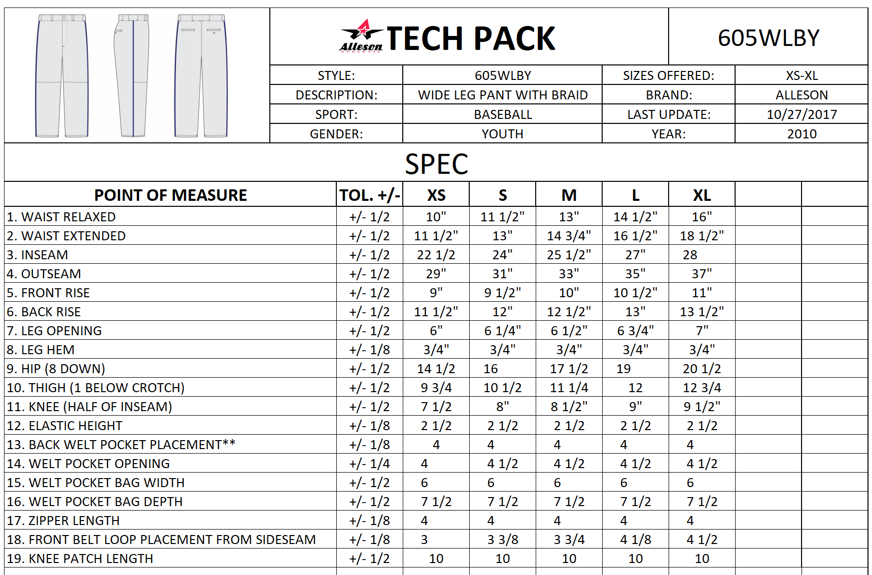 Baseball Pant Sizes Charts  mvpathletics