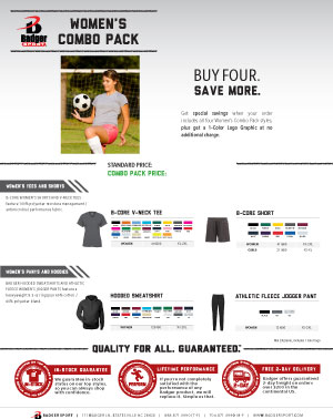 Badger Sales Sheet - Combo Pack - Women's