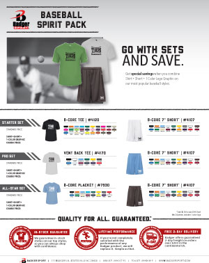 Badger Sales Sheet - Spirit Pack - Baseball