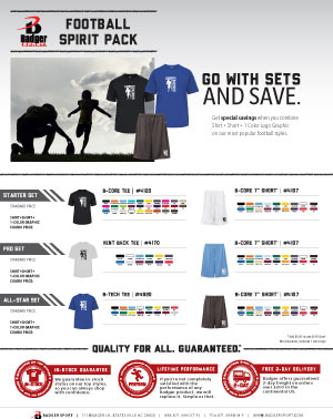 Badger Sales Sheet - Spirit Pack - Football