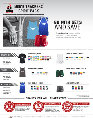 Badger Sales Sheet - Spirit Pack - Men's Track & Cross Country