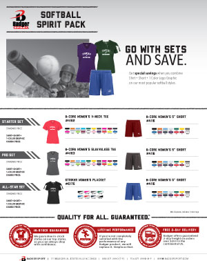 Badger Sales Sheet - Spirit Pack - Softball