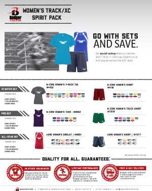 Badger Sales Sheet - Spirit Pack - Women's Track & Cross Country